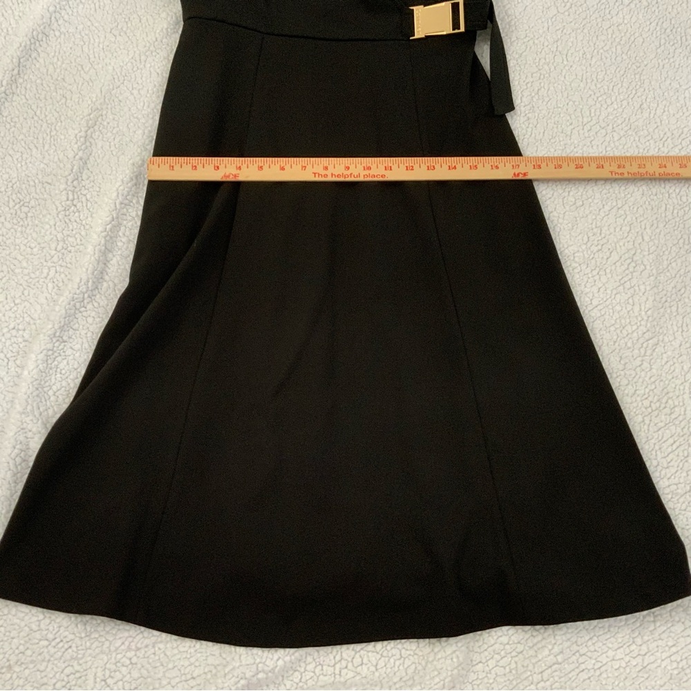 Calvin Klein Elegant Black Fit & Flare Dress Size 6 Side Buckle Quiet Luxury New - Picture 12 of 15